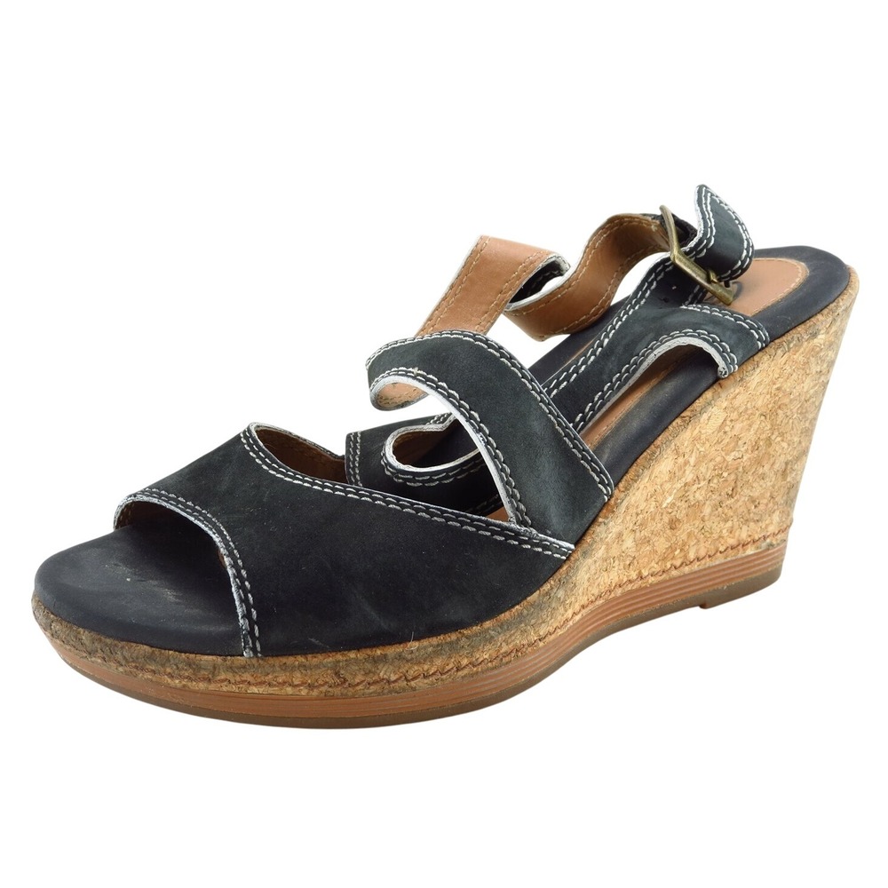 Clarks Women Sz 7 M Black Strappy Leather Shoes 26069303